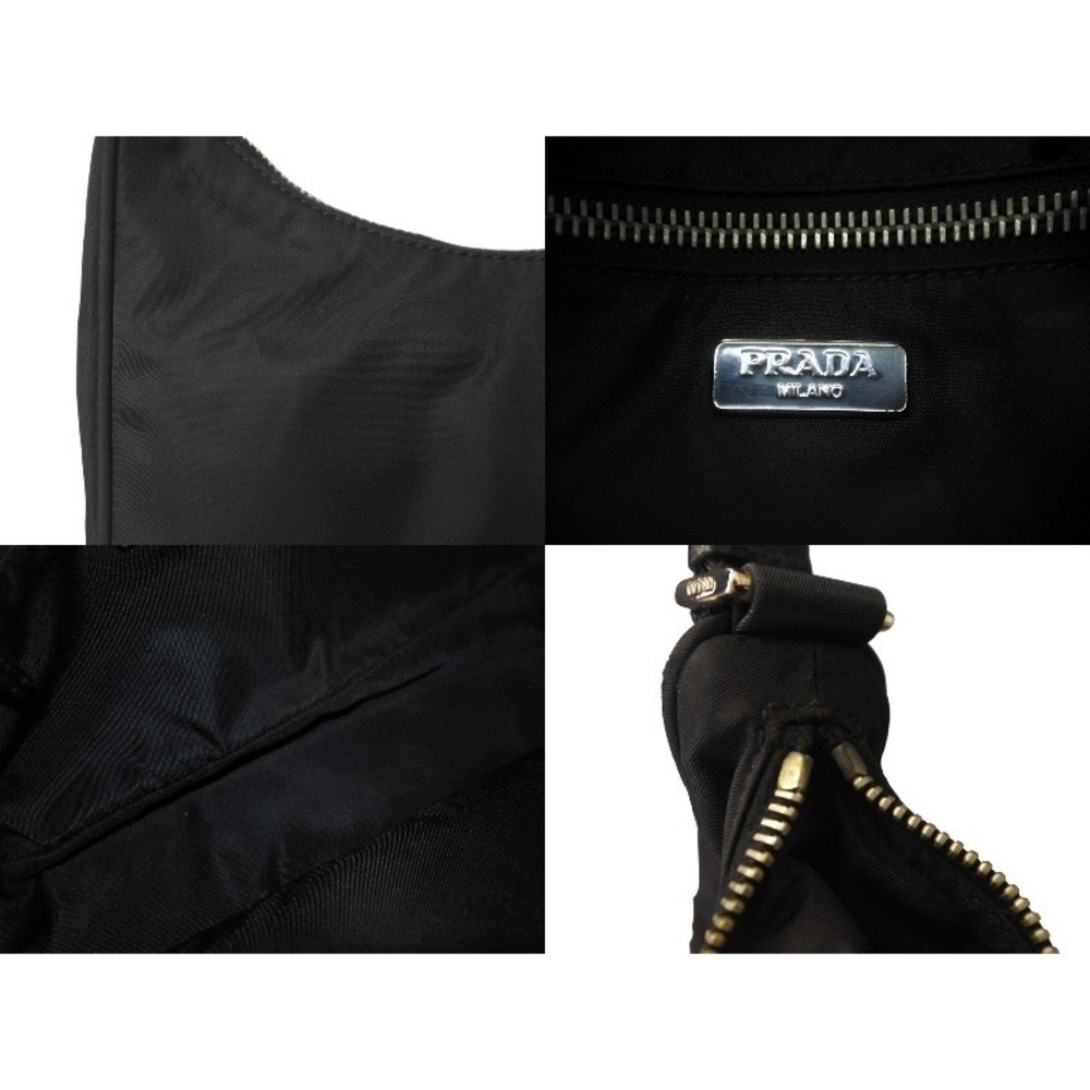 PRADA Hobo Handbag Triangle Logo Black Nylon - Picture 9 of 9